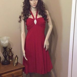 Burgundy 7/8 B. Darlin Cocktail w/ black lace hem.